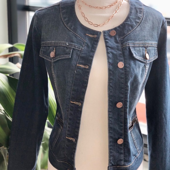 round collar denim jacket